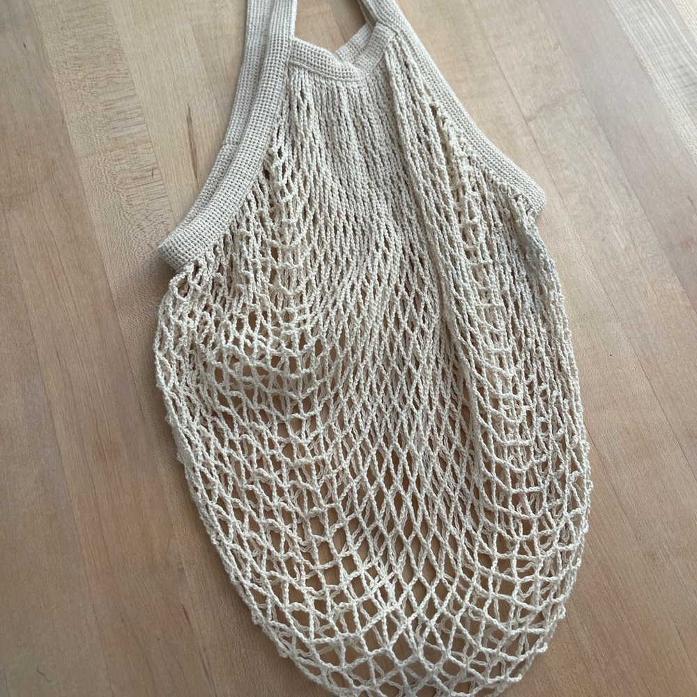 Cream Mesh Tote Bag